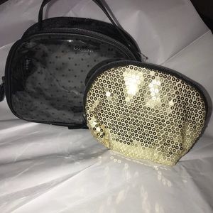 Massini Gold/Black Velvet travel Cosmetic Bag NWT